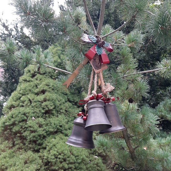**Old World Galvanized Christmas Bells With Bows Decorative Accents - Picture 2 of 14